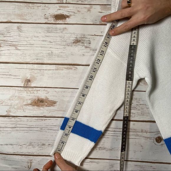 Parkhurst White With Blue Colour Blocking Pullover Sweater | Size Medium - Picture 4 of 10